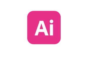 Icône fuchsia d’Adobe Illustrator symbolisant un outil central du travail de Virginie Gerberon, concepteur UI/UX et graphiste à Bordeaux