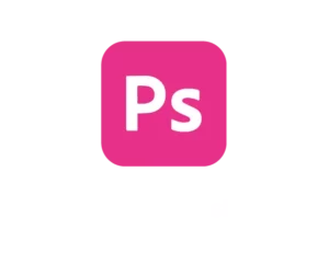 Icône personnalisée d’Adobe Photoshop en fuchsia, représentant un outil clé utilisé par Virginie Gerberon, concepteur UI/UX à Bordeaux