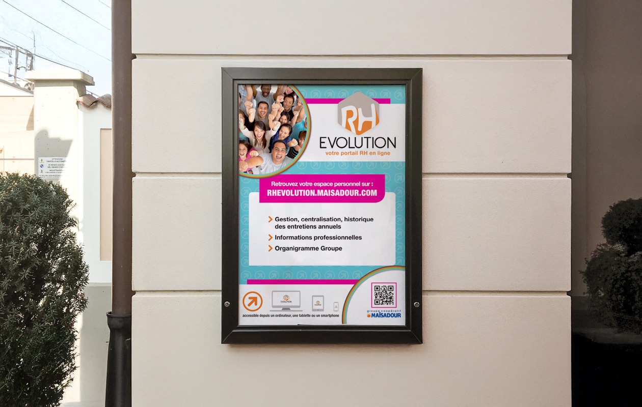 Affiche RH Evolution Maïsadour avec QR code et informations RH
