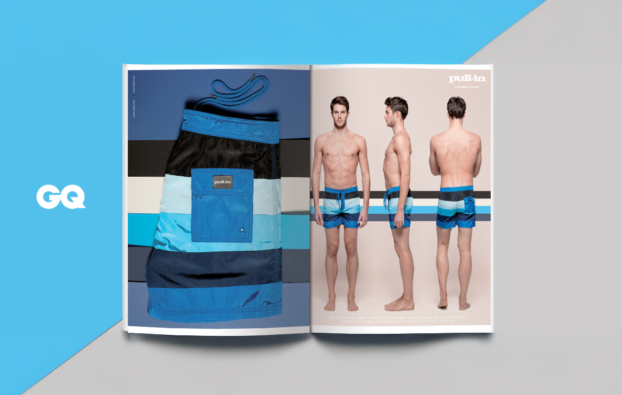 Double page éditoriale Pull-in avec présentation produit dans le magazine GQ