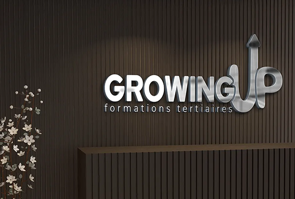 Identité visuelle de Growing Up créée à Bordeaux par Virginie Gerberon, alliant graphisme soigné et design professionnel