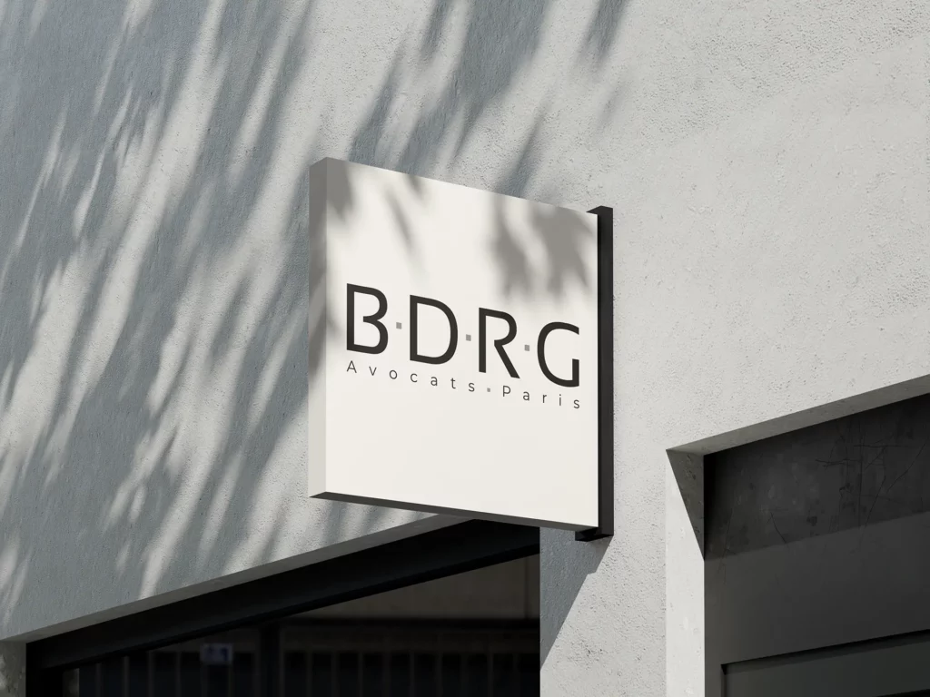 Enseigne BDRG Avocats Paris, design minimaliste réalisé à Bordeaux par Virginie Gerberon, designeur UI, UX et web design