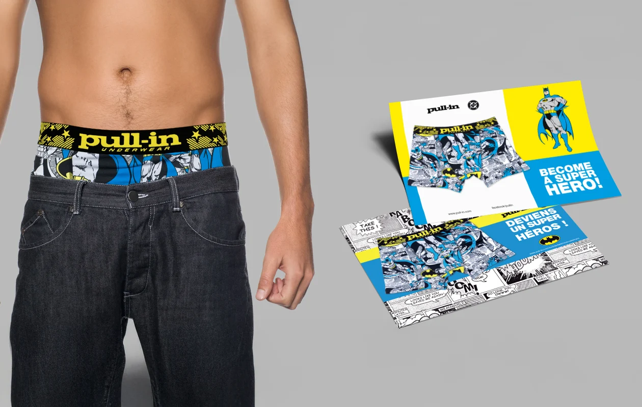 campagne Pull-in Batman boxer avec visuel promotionnel comics