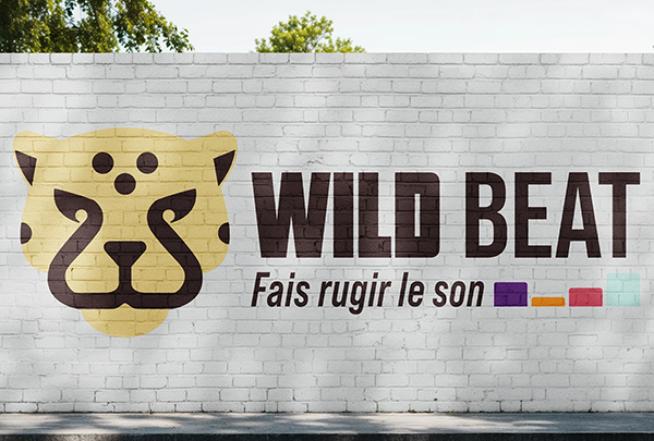 Identité visuelle “Wild Beat” conçue par Virginie à Bordeaux, alliant graphisme urbain, logo félin et slogan sonore percutant