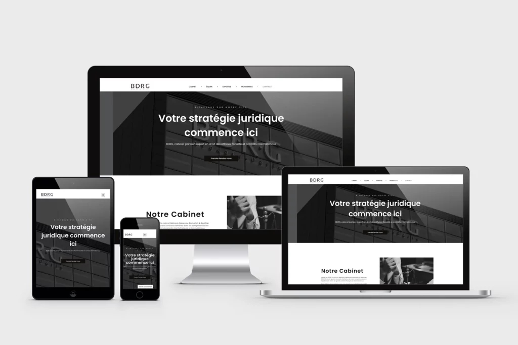 Site responsive BDRG, design UI/UX par Virginie Gerberon à Bordeaux, expert en graphisme et communication juridique