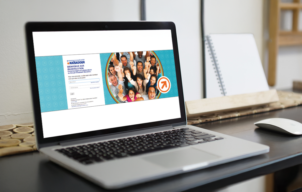 Interface de connexion RH Evolution Maïsadour sur laptop