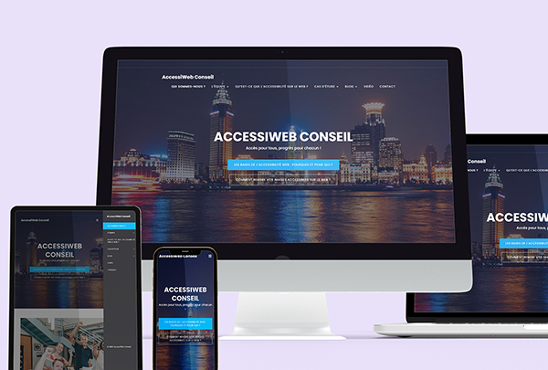 Site responsive pensé à Bordeaux par Virginie Gerberon, mêlant UI/UX design soigné et accessibilité web pour tous