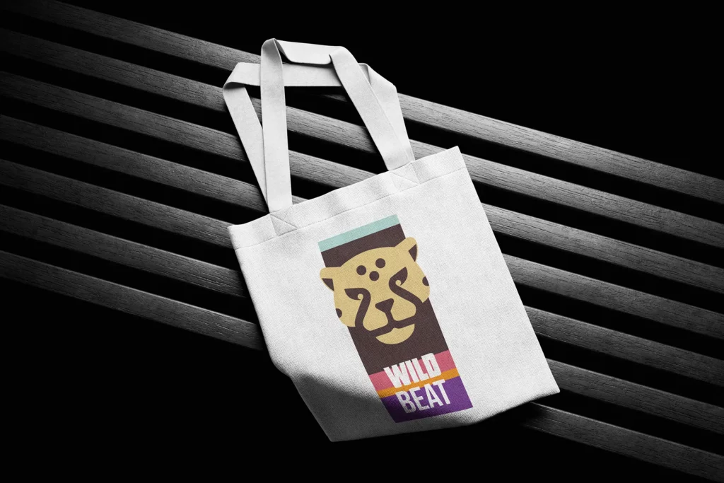 tote bag Wild Beat avec identité visuelle et logo imprimé