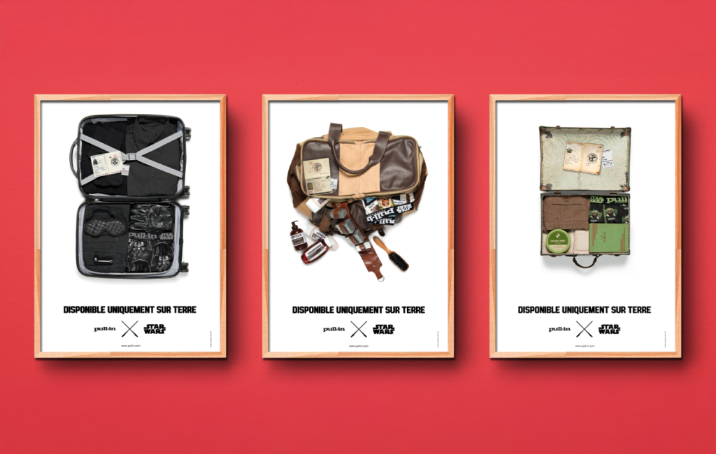 Campagne Pull-in x Star Wars “Disponible uniquement sur Terre”, communication visuelle par Virginie Gerberon, UX UI Bordeaux